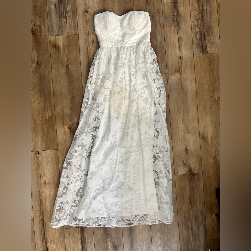 NWT - Minuet Petite - 1861 - Strapless White Floral Dress - Size S